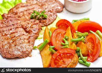 Beef chop with vegetable and sauce