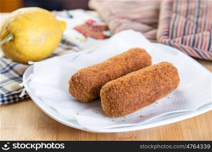 beef croquettes, two beef croquettes