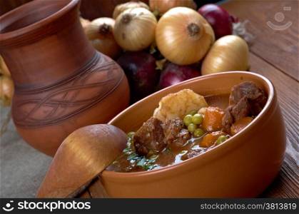 beef fricassee - French meat cut into small pieces, stewed or fried