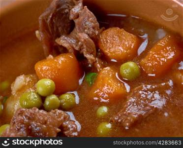 beef fricassee - French meat cut into small pieces, stewed or fried