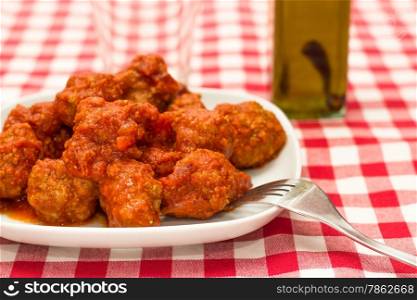 beef meatballs with sauce dish traditional Mediterranean