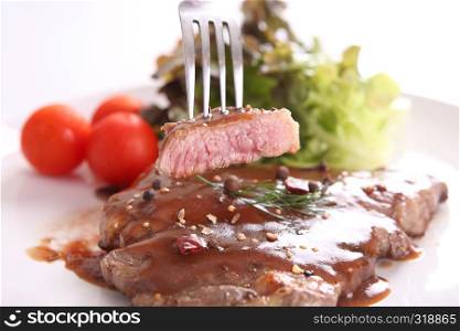 beef steak in white background