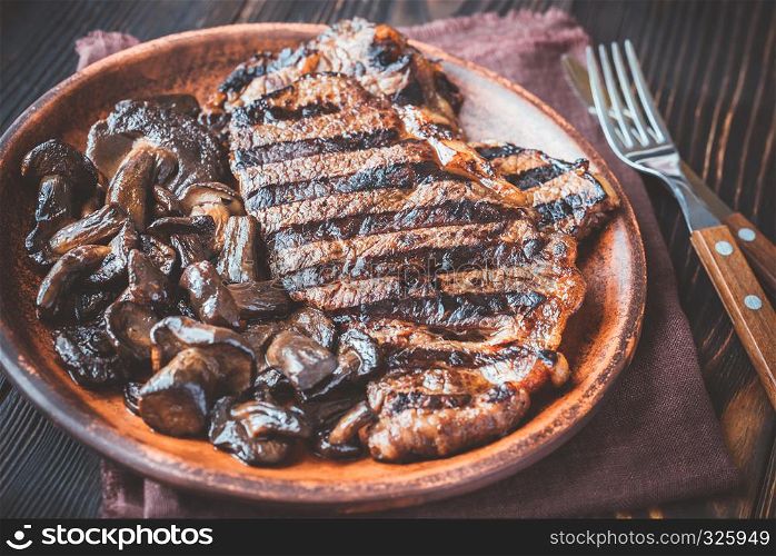 Beef steak with porcini mushrooms