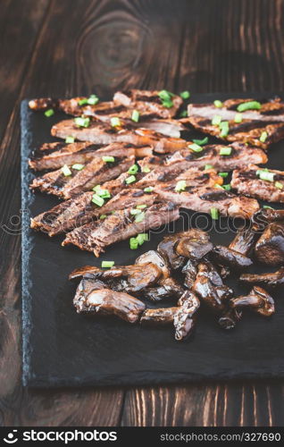 Beef steak with porcini mushrooms