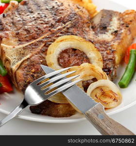 Beef Steak With Vegetables And Fries