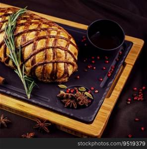 beef wellington.meat, baked in puff pastry