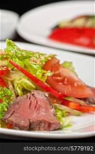 beef with fresh vegetable - tasty salad. beef salad