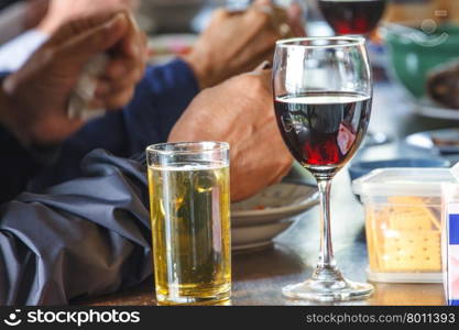 beer and wine on the table, Food Beverage Party Meal Drink Concept