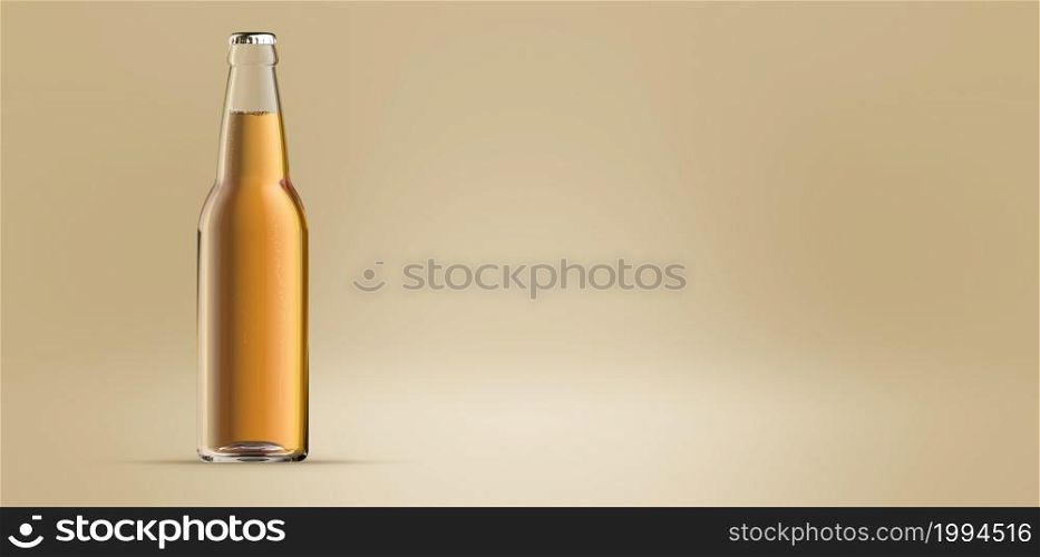 Beer bottle. 3d illustration isolated on colored background. suitable for your design element.