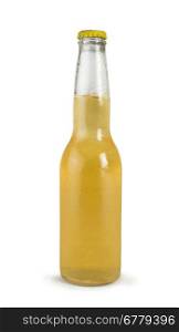 Beer bottle isolated. Close up studio shot
