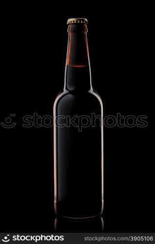 Beer bottle isolated on black