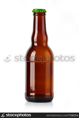 beer bottle isolated on white with clipping path