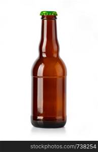 beer bottle isolated on white with clipping path
