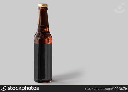 Beer Bottle Mock-Up with Blank Label on white background . oktoberfest concept.