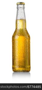 beer bottle studio shot with cap isolated on white