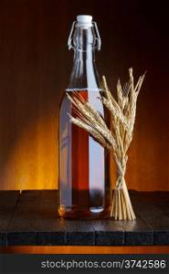Beer bottle with wheat