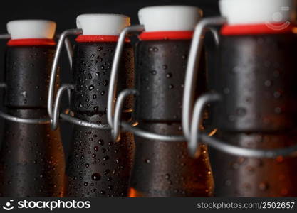 Beer bottles on dark background