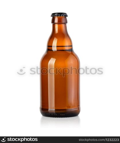 beer brown glass bottle isolated with clipping path