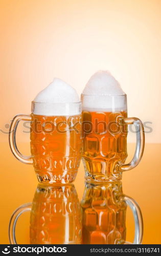 Beer glass on the table