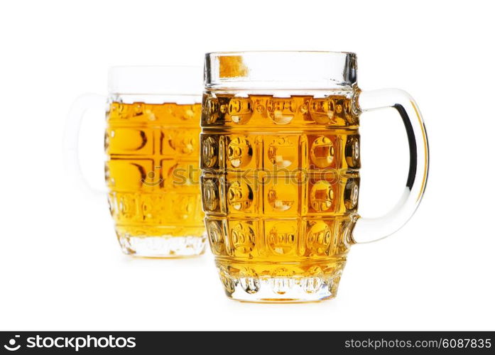 Beer glasses isolated on the white background