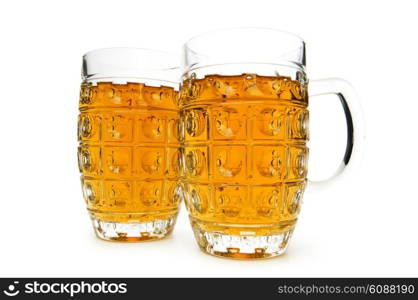 Beer glasses isolated on the white background