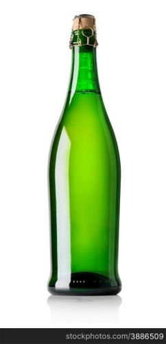 Beer in green bottle isolated on white