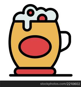 Beer mug icon. Outline beer mug vector icon color flat isolated. Beer mug icon color outline vector