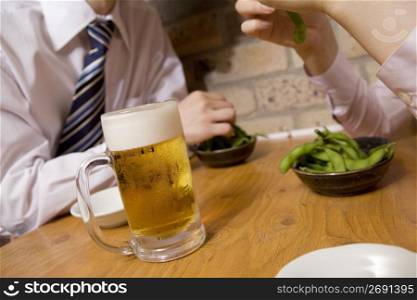 Beer mug on a table