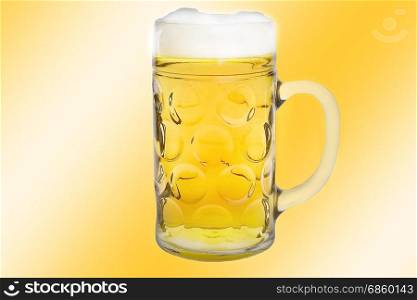 Beer mug on yellow gradient background.