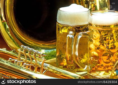 beer mugs with trumpet