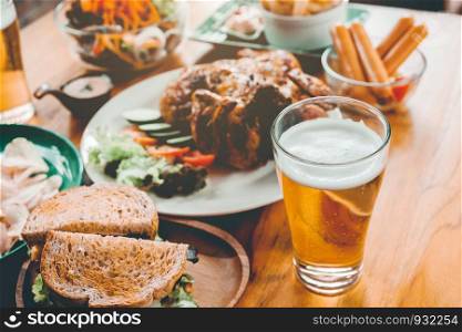 Beer Party and grilled chicken happy enjoying in home