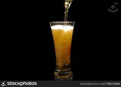 Beer pouring into a glass