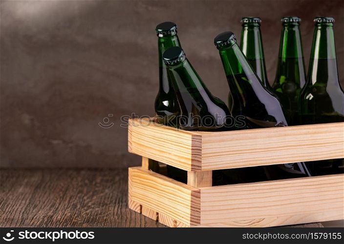 Beer wooden box isolated on a wooden. Beer wooden box