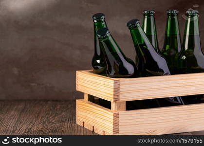 Beer wooden box isolated on a wooden. Beer wooden box