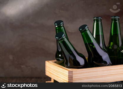 Beer wooden box isolated on a wooden. Beer wooden box