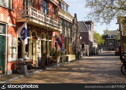 Beestenmarket with its many pubs, cafes and restaurents in Delft, Netherlands