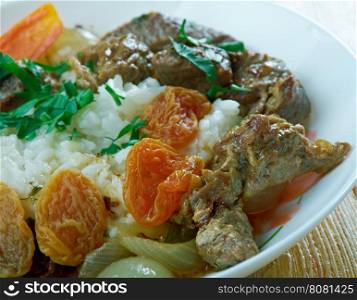 Beesvleisbredie - German beef stew with rice