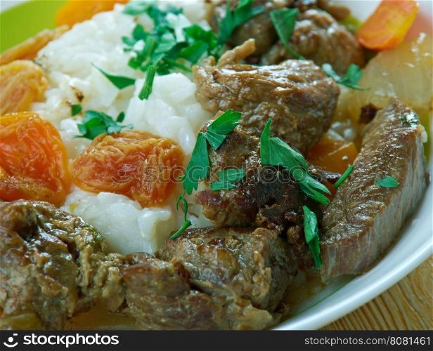 Beesvleisbredie - German beef stew with rice