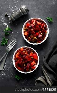Beetroot or beet salad with boiled vegetables