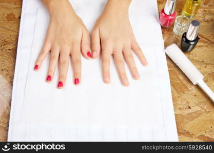 Before and after woman nails treatment in Nail Salon