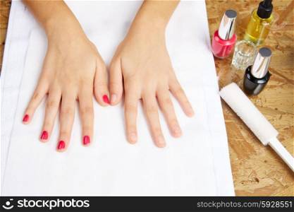 Before and after woman nails treatment in Nail Salon