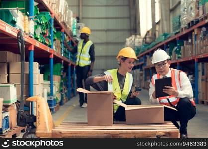 Before exporting to other nations, The product owner meets with the foreman and warehouse personnel to verify their own items held at this warehouse.