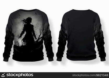 behind and front view of mock up for black hoodie design clothes print white background Ai generated