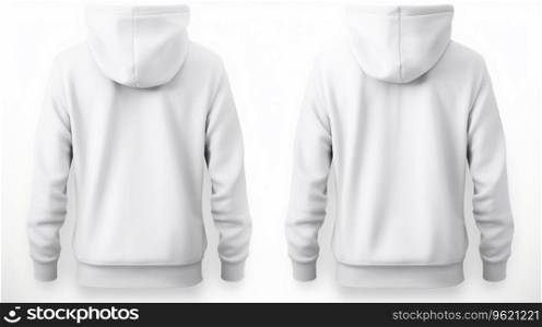 behind and front view of mock up for wihte hoodie design clothes print white background Ai generated