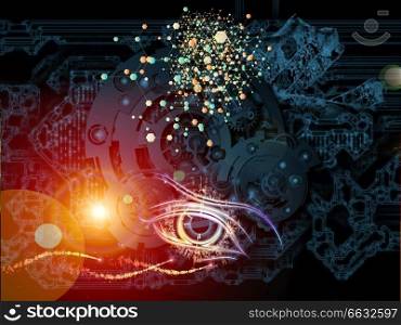 Behind Reality series. Artistic background made of gears, fractal forms, lights and numbers for use with projects on reality, philosophy, metaphysics and modern technology