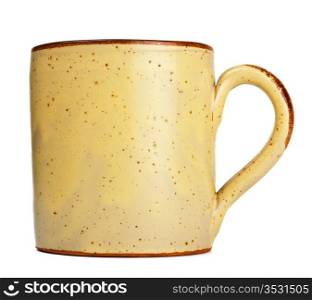 beige coffee mug isolated on white background