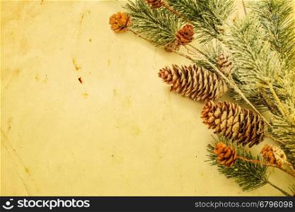 Beige paper background with Christmas border.