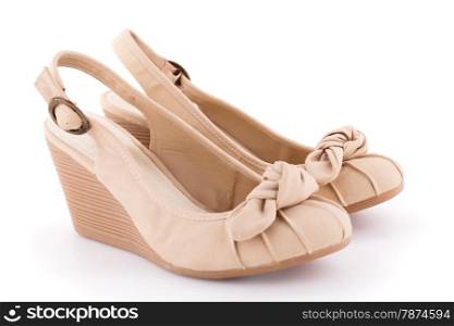 Beige shoes isolated on white background.