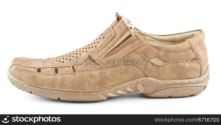 beige suede men shoe isolated on white