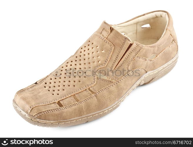 beige suede men shoe isolated on white